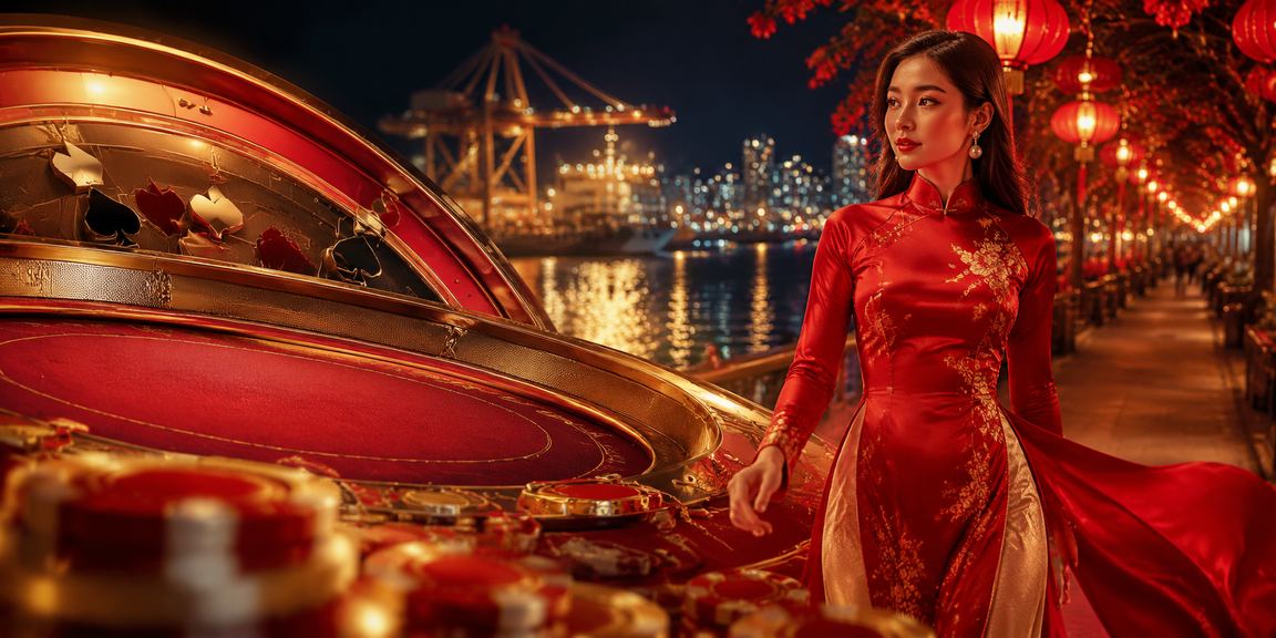Trò chơi bài casino tại Vũng Tàu với người chơi mặc áo dài